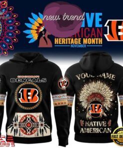 Cincinnati Bengals Native American Heritage Month Custom Name Hoodie, Viral 3D Graphic Tee Cincinnati Bengals Native American Heritage Month Custom Name Hoodie