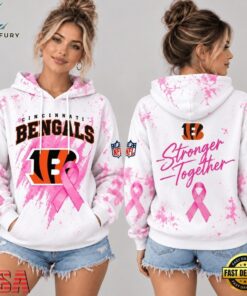 Cincinnati Bengals NFL Pink Ribbon Stronger Together Breast Cancer Awareness Hoodie, Sports Fans 3D Shirt Cincinnati Bengals Nfl Pink Ribbon Stronger Together Breast Cancer Awareness Hoodie