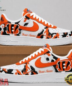 Cincinnati Bengals NFL Team Camo Air Force 1 Shoes Sneakers, NFL Fan AF1 Shoes Cincinnati Bengals Nfl Team Camo Air Force 1 Shoes Sneakers