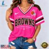Cleveland Browns 2026 NFL Pink Breast Cancer Awareness V neck T Shirt, NFL Team V Neck Tee Cleveland Browns 2026 Nfl Pink Breast Cancer Awareness V Neck T Shirt