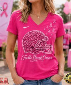 Cleveland Browns 2026 NFL Tackle Breast Cancer V neck T Shirt, NFL Team V Neck Tee Cleveland Browns 2026 Nfl Tackle Breast Cancer V Neck T Shirt