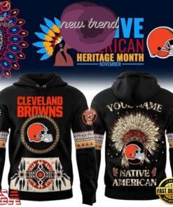 Cleveland Browns Native American Heritage Month Custom Name Hoodie, Viral 3D Graphic Tee Cleveland Browns Native American Heritage Month Custom Name Hoodie