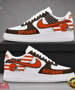 Cleveland Browns NFL American Flag Football Team Limited Air Force 1 Shoes Sneakers, NFL Fan AF1 Shoes Cleveland Browns Nfl American Flag Football Team Limited Air Force 1 Shoes Sneakers
