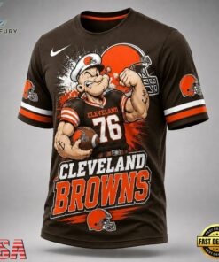 Cleveland Browns NFL Popeye Bold Cartoon Athletes 3D T Shirt, Sports Fans 3D Shirt Cleveland Browns Nfl Popeye Bold Cartoon Athletes 3D T Shirt