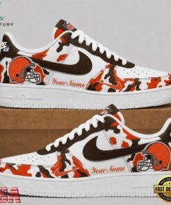 Cleveland Browns NFL Team Camo Air Force 1 Shoes Sneakers, NFL Fan AF1 Shoes Cleveland Browns Nfl Team Camo Air Force 1 Shoes Sneakers