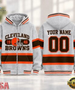 Cleveland Browns NFL Varsity Stripe Zip Hoodie, Sports Fans 3D Shirt Cleveland Browns Nfl Varsity Stripe Zip Hoodie