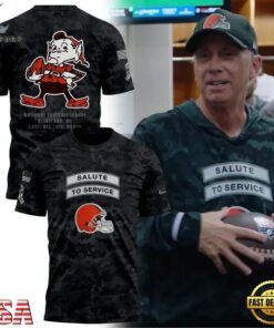 Cleveland Browns Salute to Service Sideline 2026 T Shirt, Viral 3D Graphic Tee Cleveland Browns Salute TO Service Sideline 2026 T Shirt