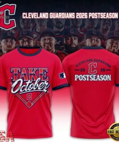 Cleveland Guardians 2026 Take October Red T Shirt, Viral 3D Graphic Tee Cleveland Guardians 2026 Take October Red T Shirt