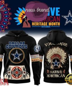Dallas Cowboys Native American Heritage Month Custom Name Hoodie, Viral 3D Graphic Tee Dallas Cowboys Native American Heritage Month Custom Name Hoodie