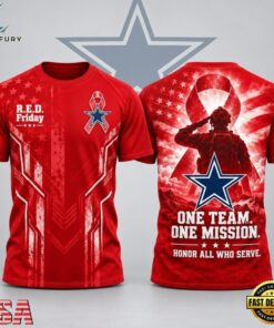 Dallas Cowboys NFL RED Friday One Team One Mission Patriotic Soldier Tribute T Shirt, Sports Fans 3D Shirt Dallas Cowboys Nfl Red Friday One Team One Mission Patriotic Soldier Tribute T Shirt