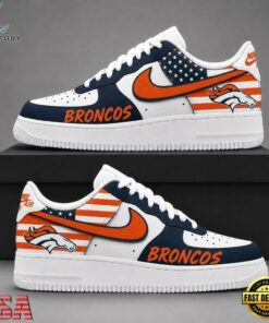 Denver Broncos NFL American Flag Football Team Limited Air Force 1 Shoes Sneakers, NFL Fan AF1 Shoes Denver Broncos Nfl American Flag Football Team Limited Air Force 1 Shoes Sneakers