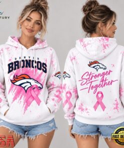 Denver Broncos NFL Pink Ribbon Stronger Together Breast Cancer Awareness Hoodie, Sports Fans 3D Shirt Denver Broncos Nfl Pink Ribbon Stronger Together Breast Cancer Awareness Hoodie
