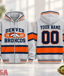 Denver Broncos NFL Varsity Stripe Zip Hoodie, Sports Fans 3D Shirt Denver Broncos Nfl Varsity Stripe Zip Hoodie