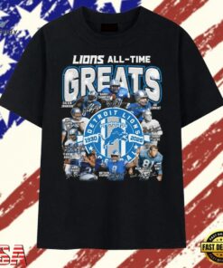 Detroit Lions All Time Greats Players Signature Football T Shirt, Trendy 2D Print Shirt Detroit Lions All Time Greats Players Signature Football T Shirt