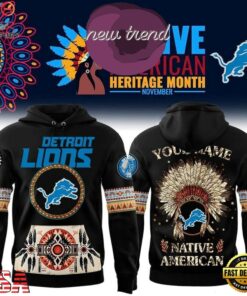 Detroit Lions Native American Heritage Month Custom Name Hoodie, Viral 3D Graphic Tee Detroit Lions Native American Heritage Month Custom Name Hoodie