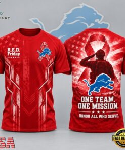 Detroit Lions NFL RED Friday One Team One Mission Patriotic Soldier Tribute T Shirt, Sports Fans 3D Shirt Detroit Lions Nfl Red Friday One Team One Mission Patriotic Soldier Tribute T Shirt