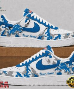 Detroit Lions NFL Team Camo Air Force 1 Shoes Sneakers, NFL Fan AF1 Shoes Detroit Lions Nfl Team Camo Air Force 1 Shoes Sneakers