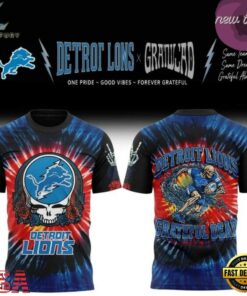 Detroit Lions x Grateful Dead Skeletons 2026 T Shirt, Viral 3D Graphic Tee Detroit Lions X Grateful Dead Skeletons 2026 T Shirt