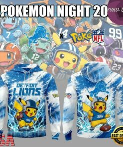 Detroit Lions x Pokemon Night 2026 Hoodie, Viral 3D Graphic Tee Detroit Lions X Pokemon Night 2026 Hoodie