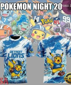 Detroit Lions x Pokemon Night 2026 T Shirt, Viral 3D Graphic Tee Detroit Lions X Pokemon Night 2026 T Shirt