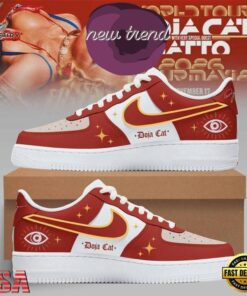 Doja Cat Tour Ma Vie World Tour 2026 Limited Edition Red Air Force 1 Shoes Sneakers, Music Lover AF1 Shoes Doja Cat Tour MA Vie World Tour 2026 Limited Edition Red Air Force 1 Shoes Sneakers