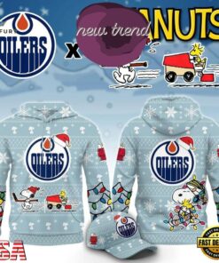 Edmonton Oilers x Peanuts 2026 Christmas Limited Edition Hoodie, Viral 3D Graphic Tee Edmonton Oilers X Peanuts 2026 Christmas Limited Edition Hoodie