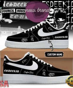 EsDeeKid Council House Rat Tour 2026 Black Air Force 1 Shoes Sneakers, Music Lover AF1 Shoes Esdeekid Council House Rat Tour 2026 Black Air Force 1 Shoes Sneakers