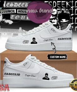 EsDeeKid Council House Rat Tour 2026 White Air Force 1 Shoes Sneakers, Music Lover AF1 Shoes Esdeekid Council House Rat Tour 2026 White Air Force 1 Shoes Sneakers