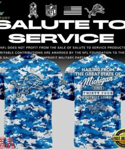 Exclusive Version Detroit Lions Salute to Service T Shirt 2026, Viral 3D Graphic Tee Exclusive Version Detroit Lions Salute TO Service T Shirt 2026