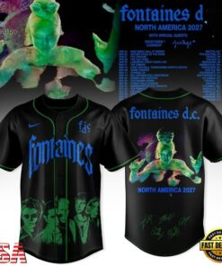 Fontaines D.C. North America 2027 Tour New Design Baseball Jersey, Music Artist Baseball Jersey Fontaines D C North America 2027 Tour New Design Baseball Jersey