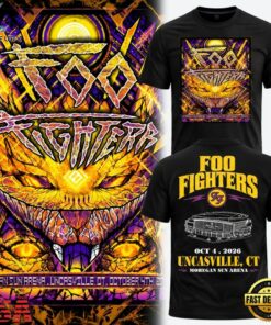 Foo Fighters Mohegan Sun Arena Uncasville CT 2026 Black T Shirt, Trending Music 3D Tee Foo Fighters Mohegan Sun Arena Uncasville CT 2026 Black T Shirt