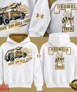 Georgia Tech Football 2026 Reck Day Give ‘Em Hell Tech White Hoodie, Viral 3D Graphic Tee Georgia Tech Football 2026 Reck Day Give EM Hell Tech White Hoodie