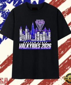 Golden State Valkyries 2026 Roster Skyline T Shirt, Trendy 2D Print Shirt Golden State Valkyries 2026 Roster Skyline T Shirt