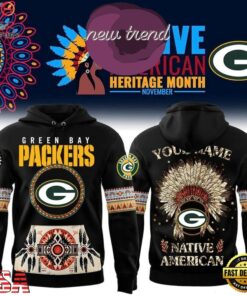 Green Bay Packers Native American Heritage Month Custom Name Hoodie, Viral 3D Graphic Tee Green Bay Packers Native American Heritage Month Custom Name Hoodie