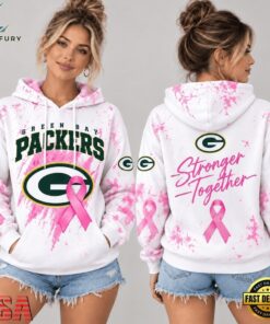 Green Bay Packers NFL Pink Ribbon Stronger Together Breast Cancer Awareness Hoodie, Sports Fans 3D Shirt Green Bay Packers Nfl Pink Ribbon Stronger Together Breast Cancer Awareness Hoodie