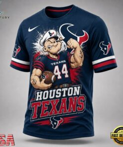 Houston Texans NFL Popeye Bold Cartoon Athletes 3D T Shirt, Sports Fans 3D Shirt Houston Texans Nfl Popeye Bold Cartoon Athletes 3D T Shirt