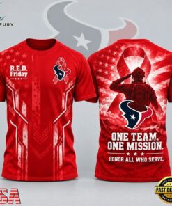 Houston Texans NFL RED Friday One Team One Mission Patriotic Soldier Tribute T Shirt, Sports Fans 3D Shirt Houston Texans Nfl Red Friday One Team One Mission Patriotic Soldier Tribute T Shirt