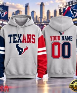 Houston Texans NFL Two Tone Colorblock Varsity Hoodie, Sports Fans 3D Shirt Houston Texans Nfl Two Tone Colorblock Varsity Hoodie