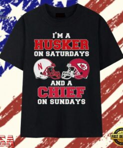 I'm A Husker On Saturdays And A Chief On Sundays Football T Shirt, Trendy 2D Print Shirt I M A Husker ON Saturdays And A Chief ON Sundays Football T Shirt