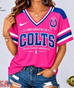 Indianapolis Colts 2026 NFL Pink Breast Cancer Awareness V neck T Shirt, NFL Team V Neck Tee Indianapolis Colts 2026 Nfl Pink Breast Cancer Awareness V Neck T Shirt