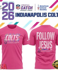 Indianapolis Colts Crucial Catch Follow Jesus 2026 Pink T Shirt, Viral 3D Graphic Tee Indianapolis Colts Crucial Catch Follow Jesus 2026 Pink T Shirt