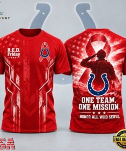 Indianapolis Colts NFL RED Friday One Team One Mission Patriotic Soldier Tribute T Shirt, Sports Fans 3D Shirt Indianapolis Colts Nfl Red Friday One Team One Mission Patriotic Soldier Tribute T Shirt