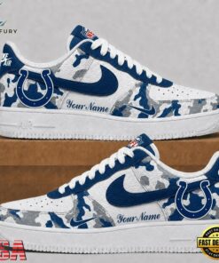 Indianapolis Colts NFL Team Camo Air Force 1 Shoes Sneakers, NFL Fan AF1 Shoes Indianapolis Colts Nfl Team Camo Air Force 1 Shoes Sneakers