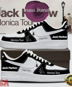 Jack Harlow MONICA Tour 2026 Black Air Force 1 Shoes Sneakers, Music Lover AF1 Shoes Jack Harlow Monica Tour 2026 Black Air Force 1 Shoes Sneakers