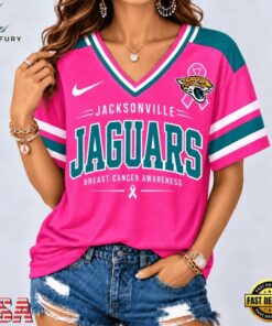 Jacksonville Jaguars 2026 NFL Pink Breast Cancer Awareness V neck T Shirt, NFL Team V Neck Tee Jacksonville Jaguars 2026 Nfl Pink Breast Cancer Awareness V Neck T Shirt