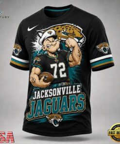 Jacksonville Jaguars NFL Popeye Bold Cartoon Athletes 3D T Shirt, Sports Fans 3D Shirt Jacksonville Jaguars Nfl Popeye Bold Cartoon Athletes 3D T Shirt