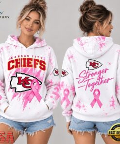 Kansas City Chiefs NFL Pink Ribbon Stronger Together Breast Cancer Awareness Hoodie, Sports Fans 3D Shirt Kansas City Chiefs Nfl Pink Ribbon Stronger Together Breast Cancer Awareness Hoodie