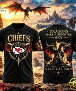 Kansas City Chiefs x Fourth Wing Night 2026 Dragons Make A Brighter Sky 3D Shirt, Viral 3D Graphic Tee Kansas City Chiefs X Fourth Wing Night 2026 Dragons Make A Brighter Sky 3D Shirt