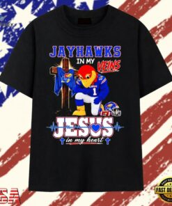 Kansas Jayhawks in My Veins and Jesus in My Heart T Shirt, Trendy 2D Print Shirt Kansas Jayhawks IN MY Veins And Jesus IN MY Heart T Shirt