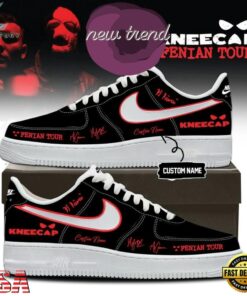 Kneecap Band FENIAN TOUR 2026 Black Air Force 1 Shoes Sneakers, Music Lover AF1 Shoes Kneecap Band Fenian Tour 2026 Black Air Force 1 Shoes Sneakers
